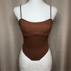 L.A. Hearts PacSun Brown Corset Bustier Crop Top Adjustable Bra Strap Women’s XS